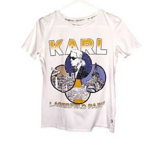 Karl Lagerfeld Paris Retro Graphic T-Shirt Size XXS